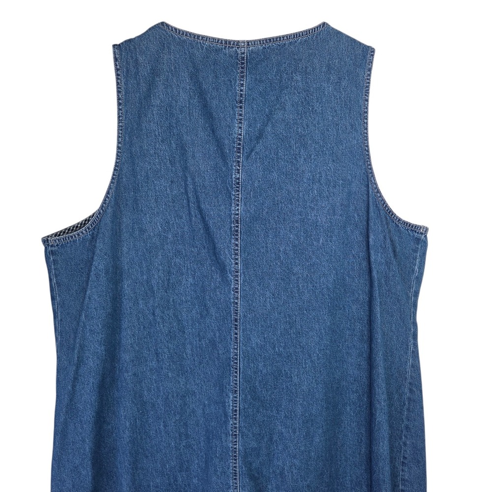 Vintage Womens Cottagecore Cotton Blue Denim Overall Jumper Dress SZ 2X Prairie - Picture 7 of 14